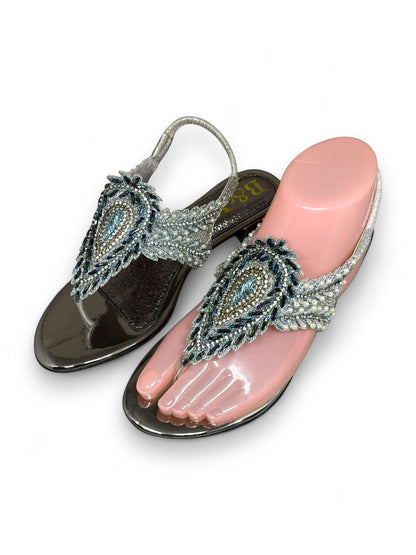 Arc Silver Block Heels Sandal
