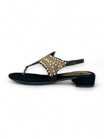 Arc Black Block Heels  Sandal