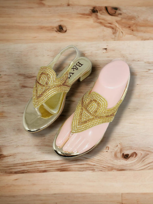 Wish Golden Block Heels  Sandal