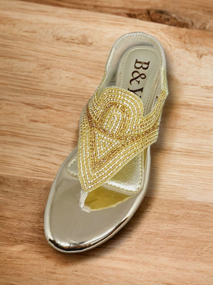 Wish Golden Block Heels  Sandal