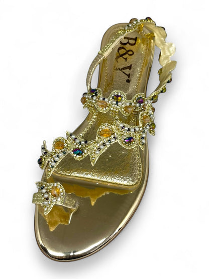 Twill Golden Flat Sandal