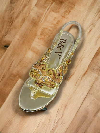 Solace Golden Block Heels  Sandal