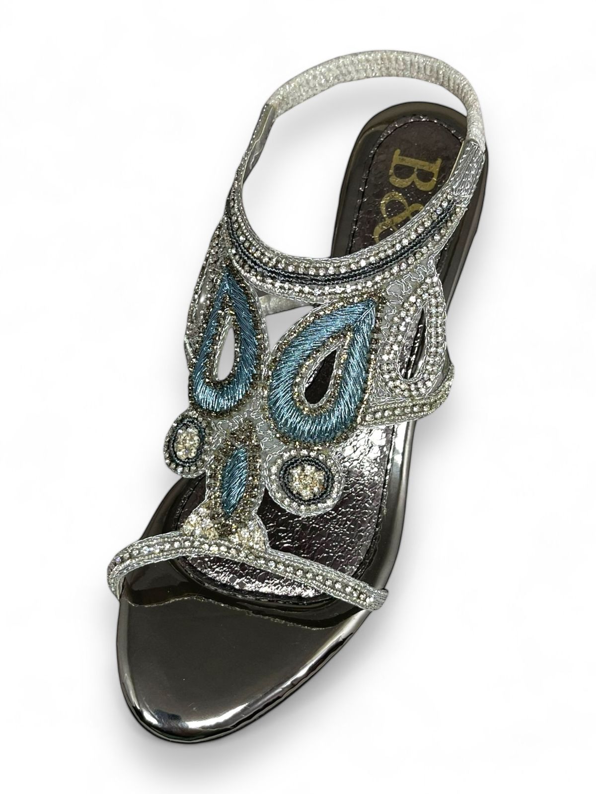 Pause Silver  Mid Heel Sandal