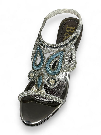 Pause Silver  Mid Heel Sandal