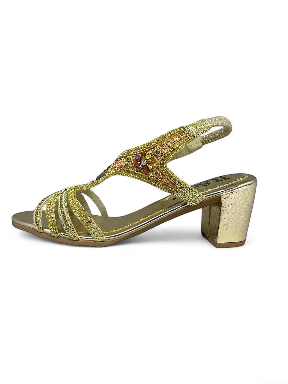 Mirth Golden  Mid Heel Sandal