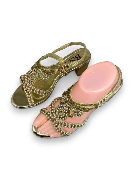 Glint Golden  Mid Heel Sandal