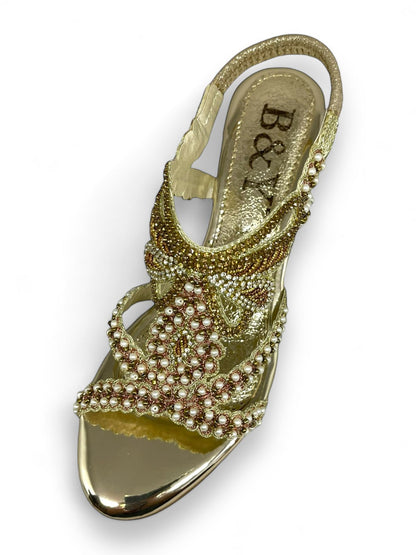 Glint Golden  Mid Heel Sandal