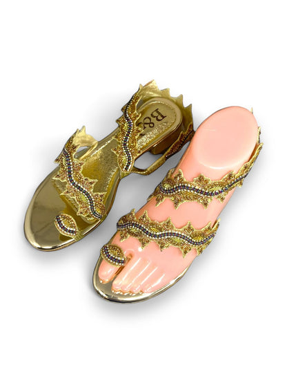 Ray Golden Block Heels  Sandal