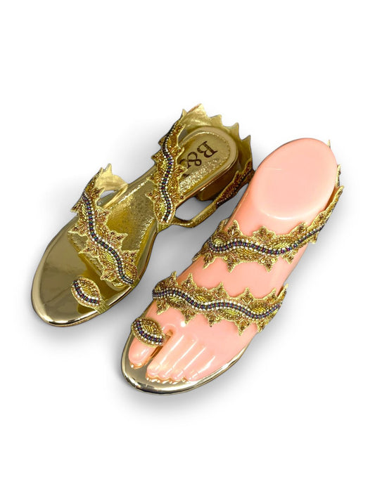 Ray Golden Block Heels  Sandal