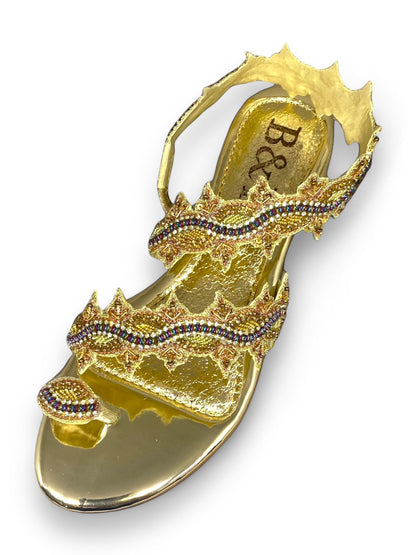 Ray Golden Block Heels  Sandal