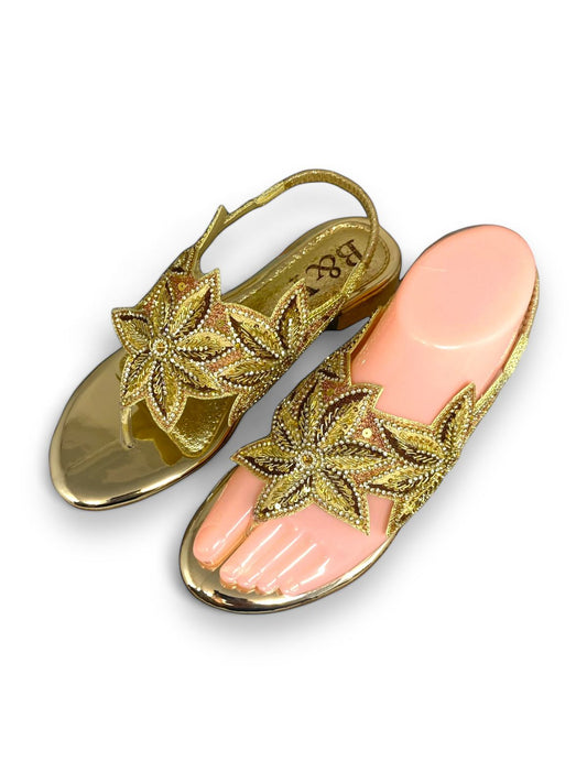 Radiance Golden Block Heels  Sandal