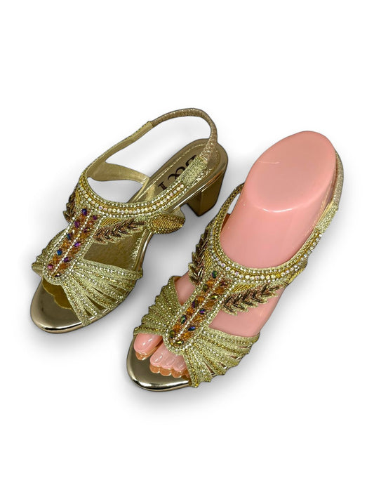 Flux Golden  Mid Heel Sandal