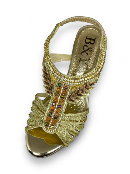Flux Golden  Mid Heel Sandal
