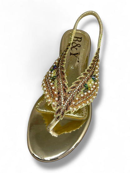 Dalurea Golden Block Heels  Sandal