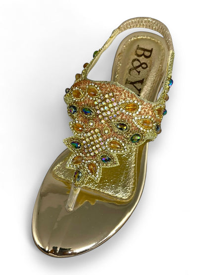 Fable Golden Block Heels  Sandal