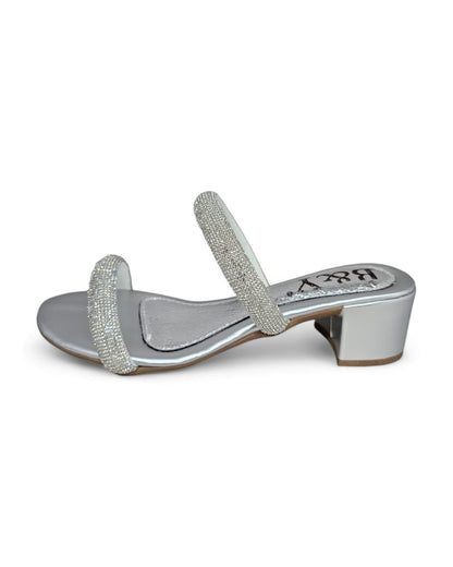 Grasp Silver Block Heel Slip-on Sandal