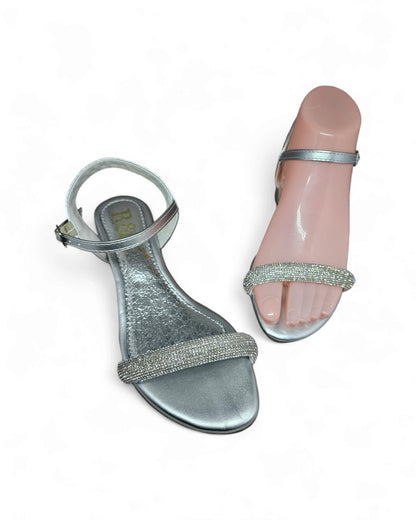 Grasp Silver Block Heel Slip-on Sandal