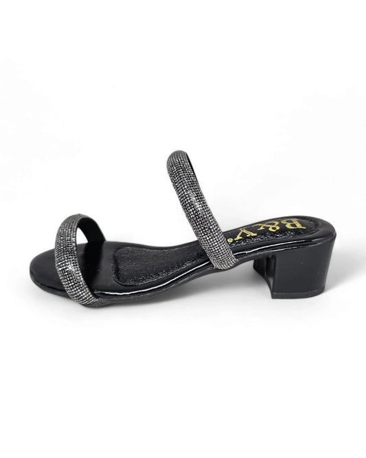 Grasp Black Block Heel Slip-on Sandal