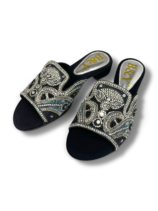 Ovidia Black Block Heel Slip-on Sandal