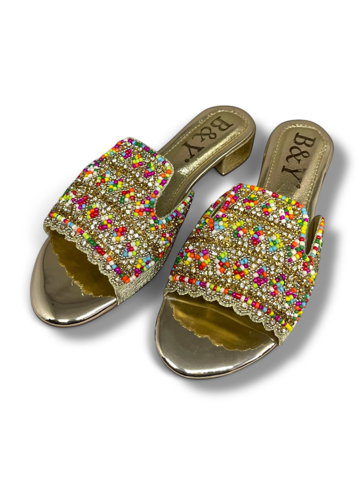 Breeze Golden Block Heel Slip-on Sandal