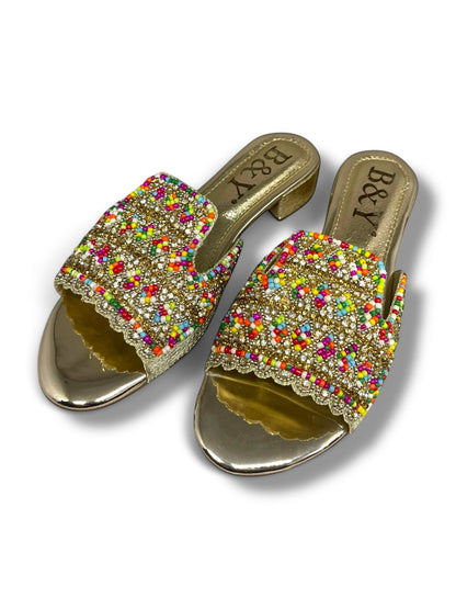 Breeze Golden Block Heel Slip-on Sandal