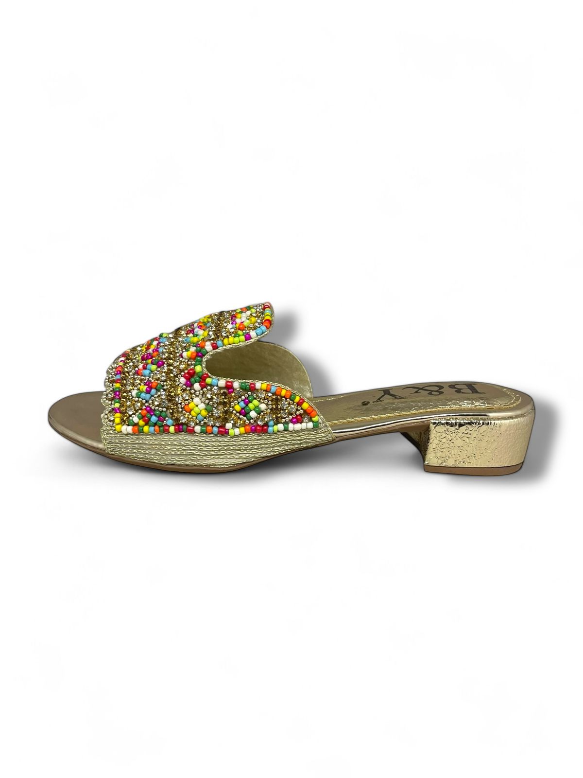 Breeze Golden Block Heel Slip-on Sandal