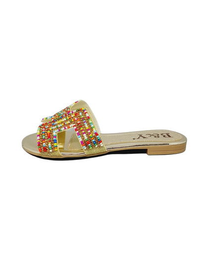 Shimmer Golden Flat Slip-on Sandal