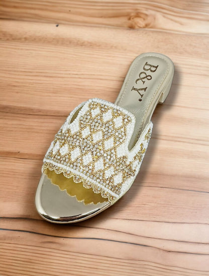 Breeze Golden Block Heel Slip-on Sandal