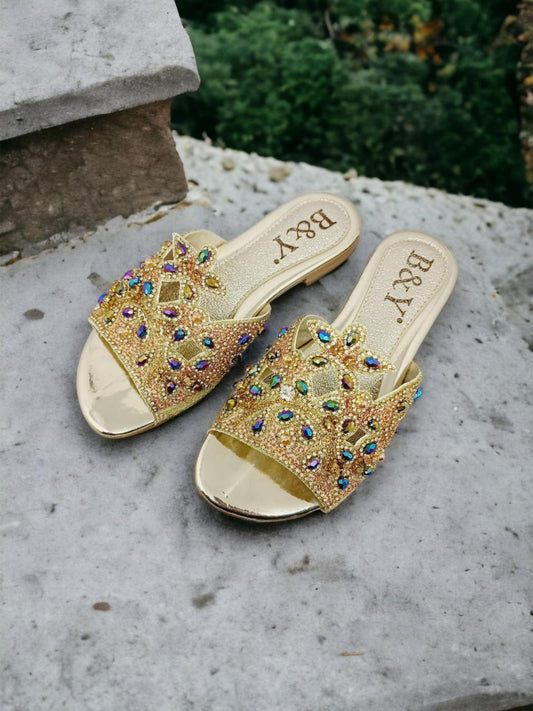 Saphila Golden Flat Slip-on Sandal