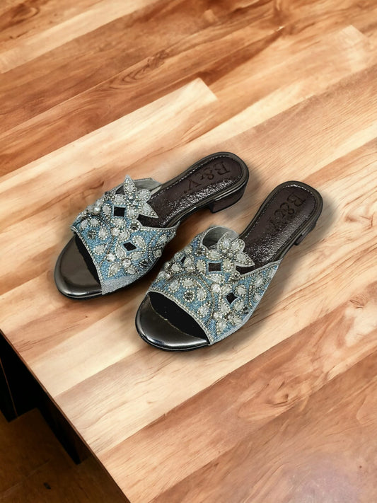 Saphila Silver Block Heel Slip-on Sandal