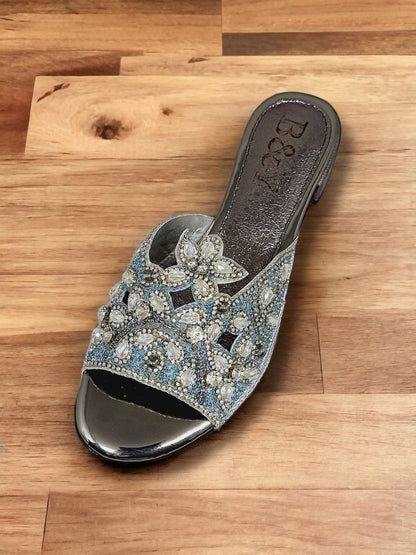 Saphila Silver Block Heel Slip-on Sandal