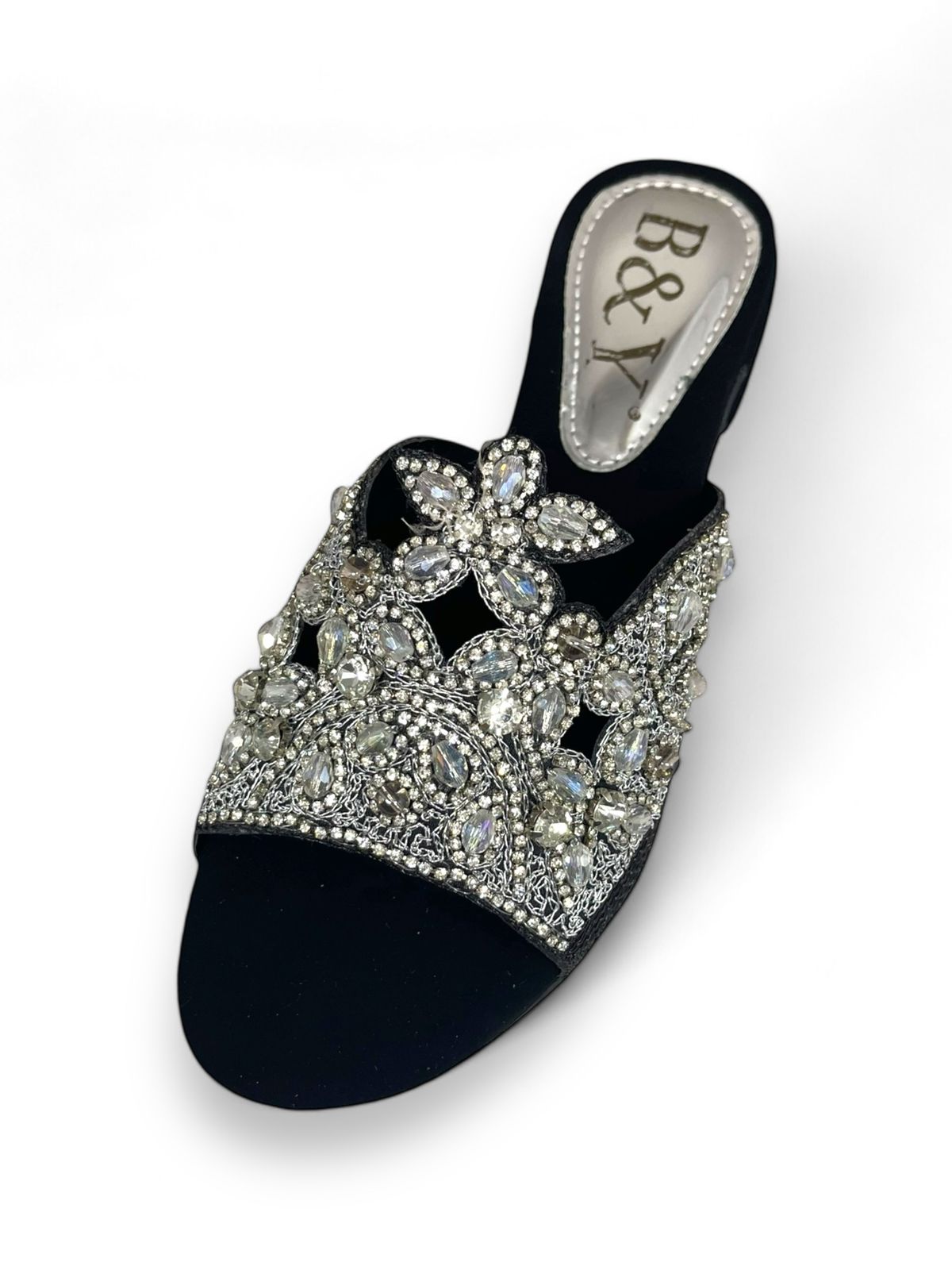 Saphila Black Block Heel Slip-on Sandal