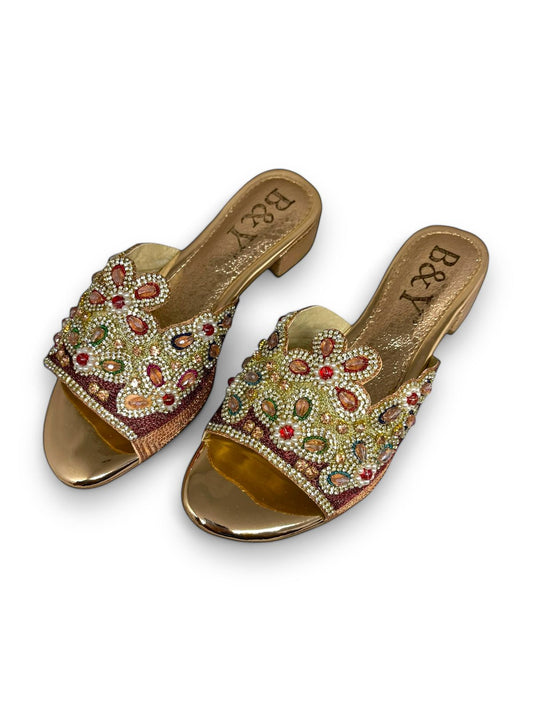 Eloura Bronze Block Heel Slip-on Sandal
