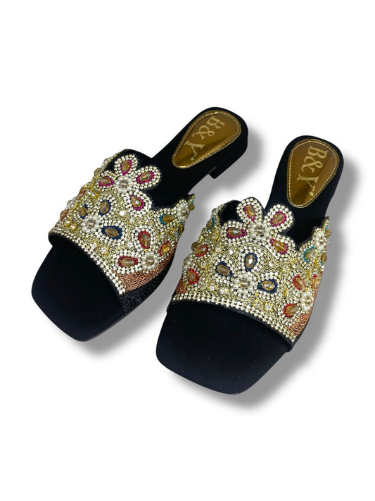 Eloura Black Block Heel Slip-on Sandal