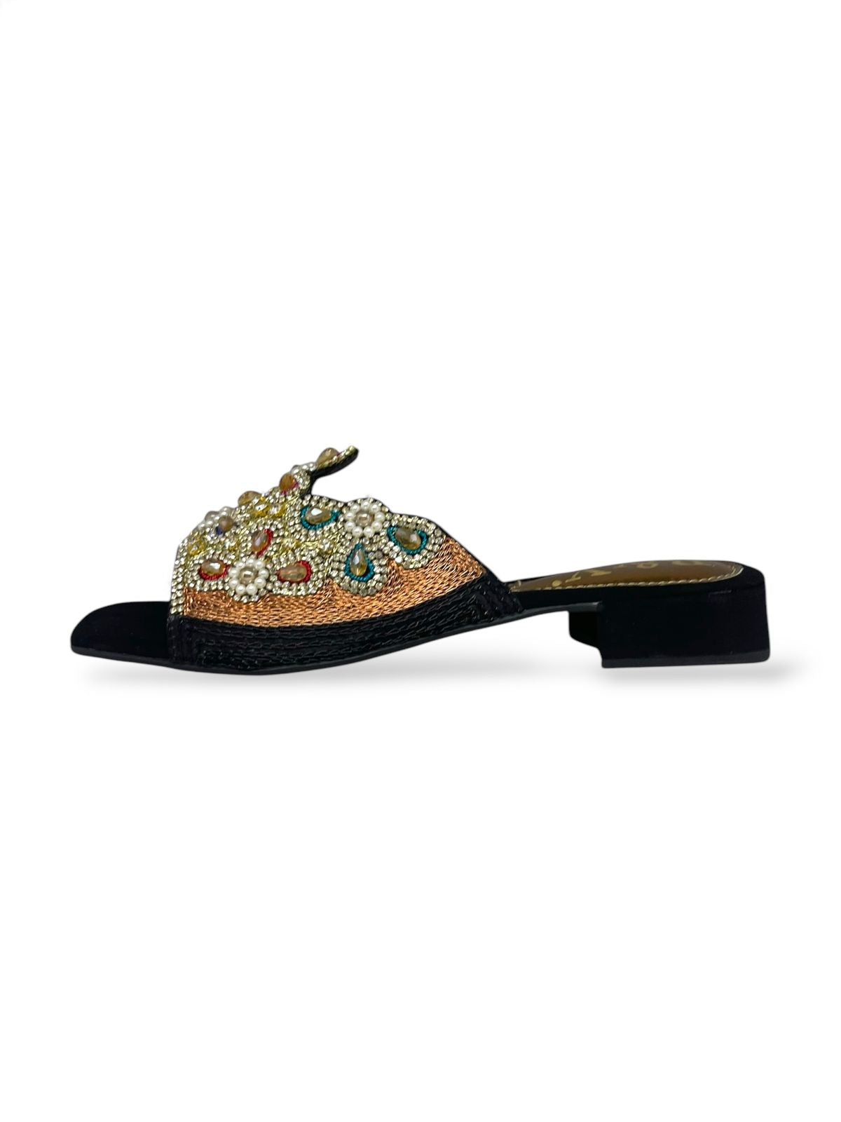 Eloura Black Block Heel Slip-on Sandal