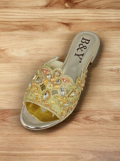Thread Golden Block Heel Slip-on Sandal