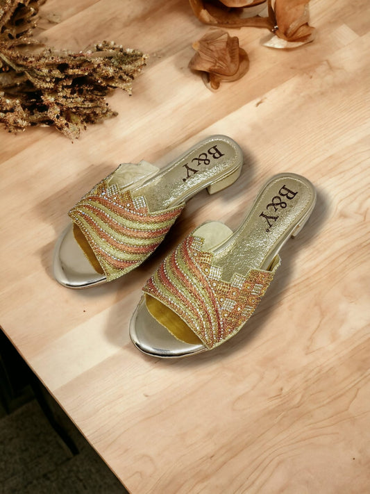 Silhouette Golden Block Heel Slip-on Sandal