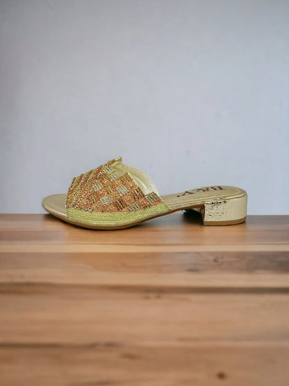 Silhouette Golden Block Heel Slip-on Sandal