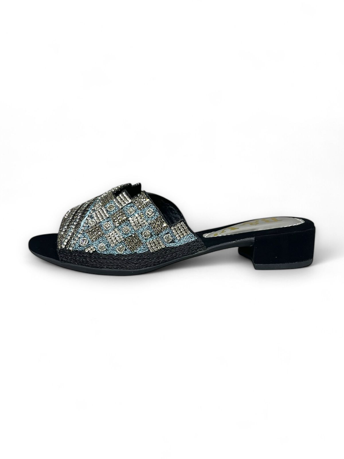 Silhouette Black Block Heel Slip-on Sandal
