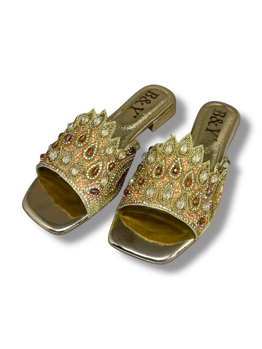 Lilt Golden Block Heel Slip-on Sandal