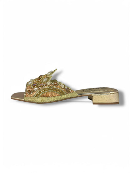 Lilt Golden Block Heel Slip-on Sandal