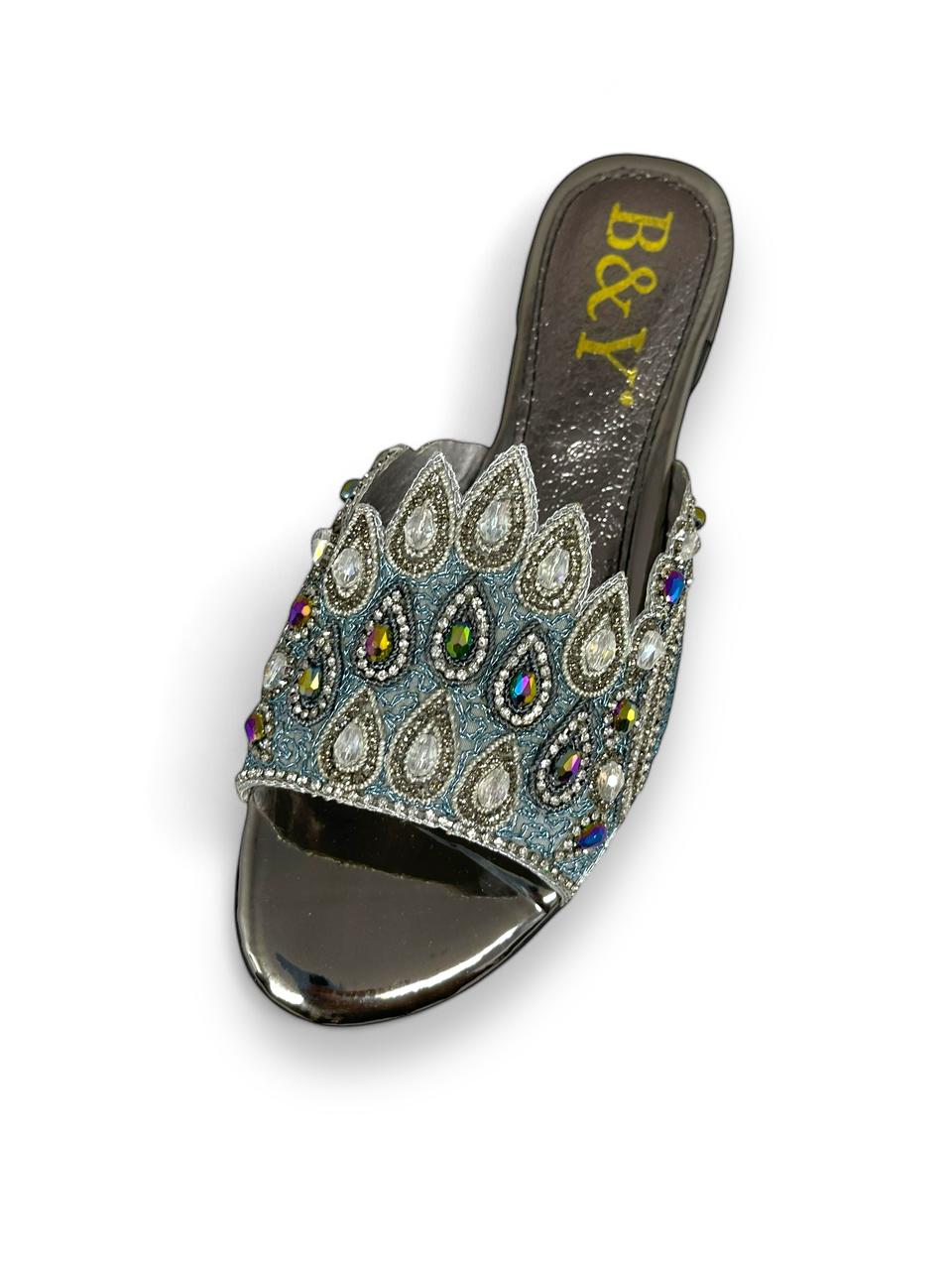 Lilt Silver Block Heel Slip-on Sandal