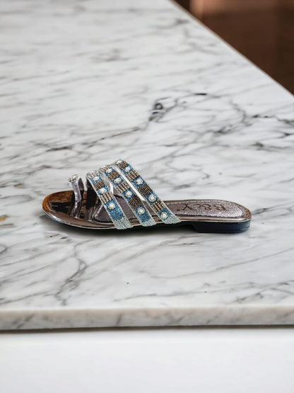 Zephyr Silver Flat Slip-on Sandal