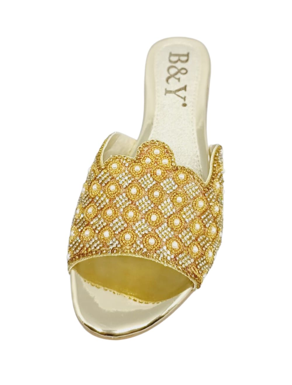 Couture Golden Block Heel Slip-on Sandal