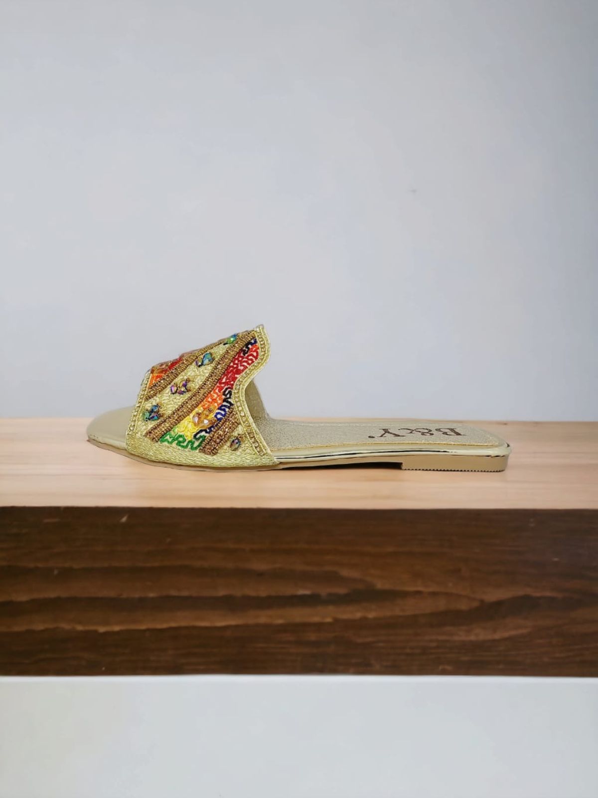 Aura Golden Flat Slip-on Sandal