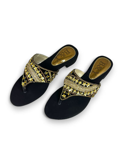 Nimbus Black Block Heel Slip-on Sandal