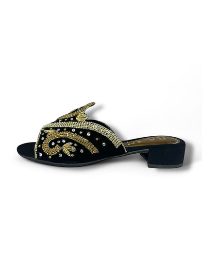 Harmony Black Block Heel Slip-on Sandal