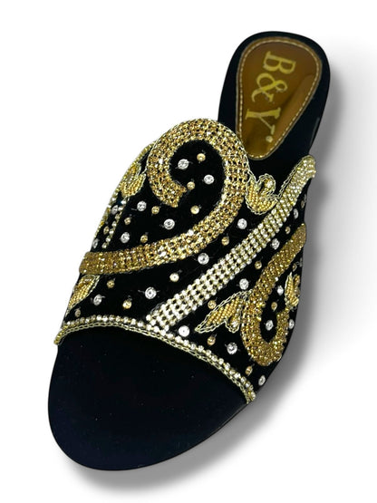Harmony Black Block Heel Slip-on Sandal