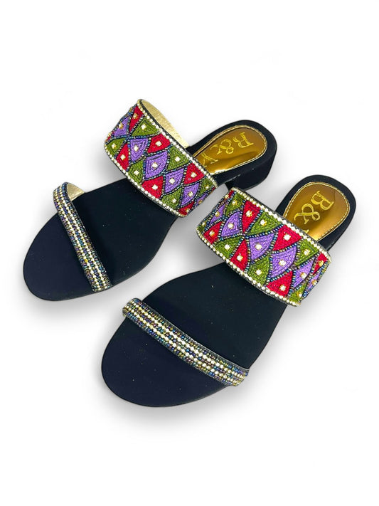 Hint Black Block Heel Slip-on Sandal