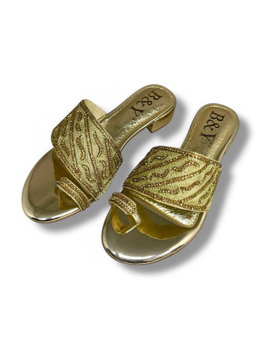 Bask Golden Block Heel Slip-on Sandal